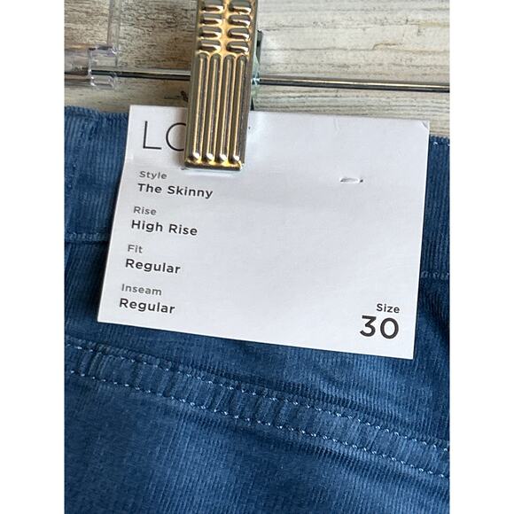 Loft womens 10 the skinny high rise blue lightweight corduroy pants new with tag - Picture 5 of 7